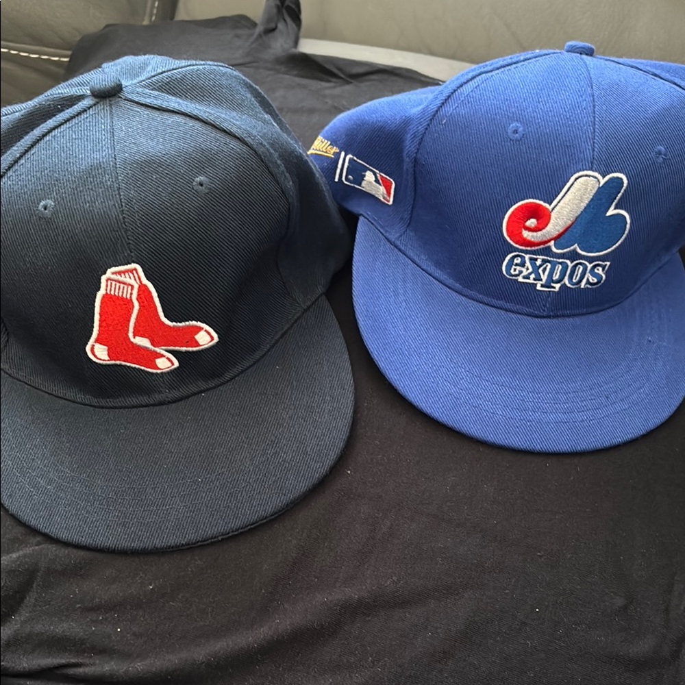 Boston Red Sox and Montreal Expos Caps